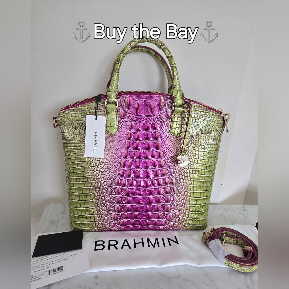 Brahmin Large Duxbury Satchel Limeade Ombre Melbourne